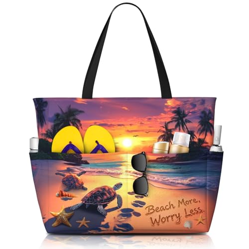 TREKTOTS �����p�r�[�`�o�b�O L�T�C�Y �h�� �T���h�v���[�t �g�[�g �W�b�p�[�t�� �܂肽���ݎ� �y�� �X�C���o�b�O �r�[�`�v�[�� �W���p, Beach More�AWorry Less�B, One Size