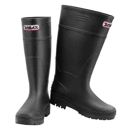Zorax Unisex Adult Rain Boots Wellies - UK 10 Adult - EU44 - Black