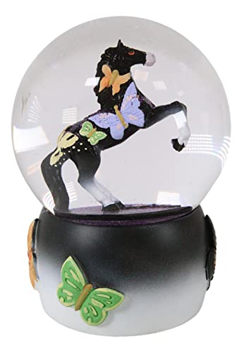 Ebros Gift Trail Of Painted Ponies Western Metamorphosis Butterflies Black Beauty Horse Glitter Water Globe 5.25" Tall Farmhouse Ranch Cabin Country Snow Globes Collectible Figurine #TOP5