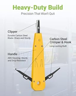 LEENUE Strumento di punzonatura Ethernet, punchdown Krone, per presa RJ45, Cat5/Cat6/Ca6A, cavo telefonico di rete RJ11, strumenti professionali per l'inserimento di terminali con gancio spelafili e