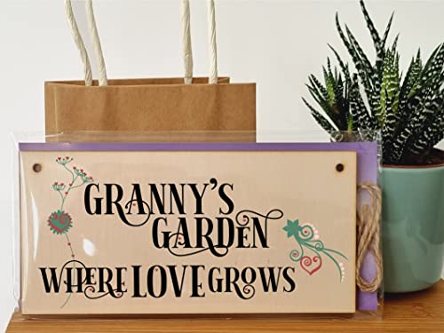 The Plum Penguin Handmade Wooden Hanging Wall Plaque Granny's Garden Where Love Grows Decorative Sign for Grandparents - Image 3