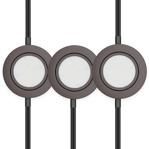 Getinlight LED Puck Lights 3-Pack, 2.75' Metal Housing, Wall-Dimmer Compatible, 2700K Warm White...
