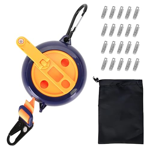 Wäscheleine Camping, Wäscheleine Ausziehbar, Tragbare rutschfeste Reisewäscheleine, Camping Zubehör Gadgets, Mit 41 Aufhängelöchern Und 20 Clothespins, Für Wandern Wohnmobil, Hotel, Balkon