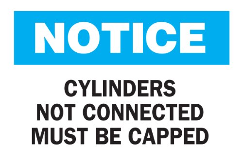 Autocollant Cylinders Not Connected Must Be Cap Brady 85533 de marquage bouteille