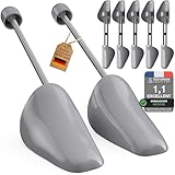 Incutex Lot de 5 Paires Embauchoirs de Chaussures taille adaptable 38 44, Forme Chaussure en Plastique pour Hommes Femmes, adaptés aux baskets, chaussures plates, mocassins, gris