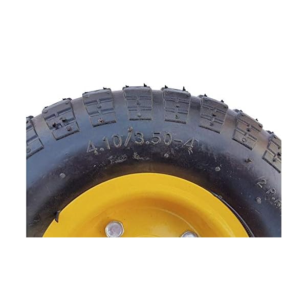 4 x FROSAL PU Bollerwagen Ø 260 mm 4.10/3.50-4 | Ersatzrad Reifen Sackkarre | Achse 16 mm | Pannensicher mit Kugellager | Stahlfelge gelb | Sackkarrenrad – Bild 3