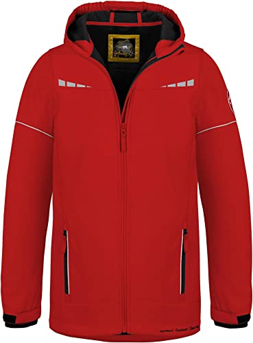 normani Kinder Winterjacke Wasserdichte Softshelljacke Skijacke Übergangsjacke Outdoorjacke mit Kapuze für Junge und Mädchen - Wassersäule: 11.000 mm Farbe Rot Größe 170-176