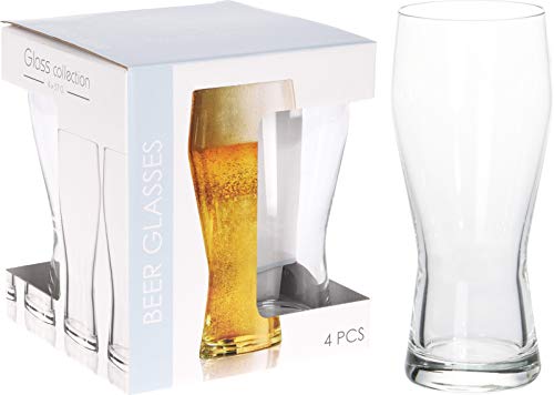 Galvog® Set di 4 bicchieri da birra | 400 ml bicchieri da bar trasparenti | Set di bicchieri sottili senza piombo – Regalo per uomo