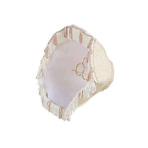 Image of Aspen Creative 55007 Handsewn Scallop Dome Transitional UNO Fringe Lamp Shade in Butter Cream, 4 inch Top x 10 inch Bottom x 7 inch Height, Slip UNO 33mm
