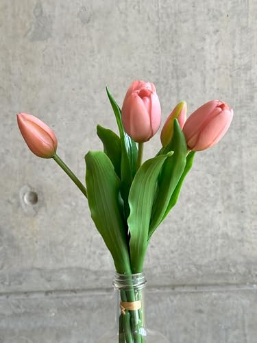 Image of PAPERI Artificial Flowers for Vase - Decorative Home Decor for Living Room, Bedroom, Office Table, Centerpiece & Wedding Decoration (Pink Tulips) Pack of 5 Pcs