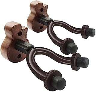 Yumzeco TTCR-II 2Packs Guitar Wall Mount Hanger Hook, Wooden Guitar Stand Wall Hangers Guitar Hooks Wall Bracket Holder for Acoustic Electric Classical Bass Guitar Mandolins Violin Ukulele Wall Mount