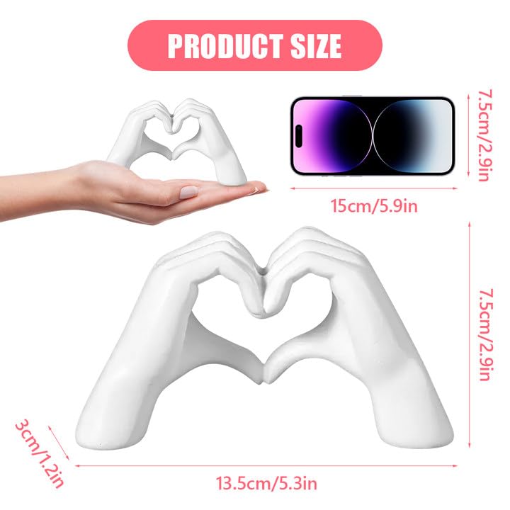 JOAASU Hand Love Gesture Sculpture, 13x7.5cm Hand Love Statue, Heart Gesture Sculpture - Image 3