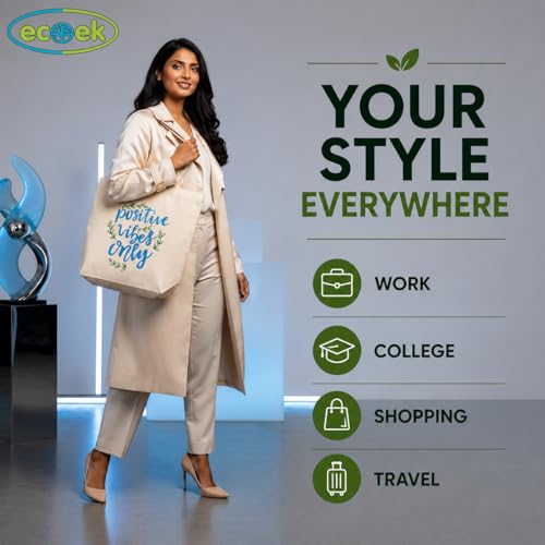 Image of Canvas Tote Bag for Women with Zipper