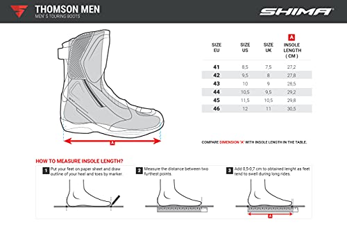SHIMA THOMSON Motorradsteifel Herren - Verstärkte Leder Motorradschuhe mit Seitlichem Reißverschluss Knöchelstütze Anti Rutsch Sohle (Schwarz 42)