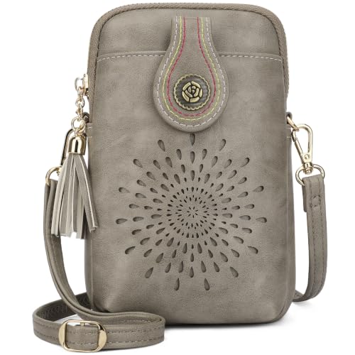 Image of APHISON Small Crossbody Bags for Women, Lightweight Vegan Leather Cell Phone Purse, Cute Purses with Tassels