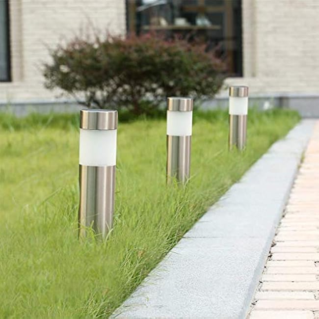 Solar Bollard Lights Stainless Steel Warm White LED Landscape Lights Decorative Lighting
