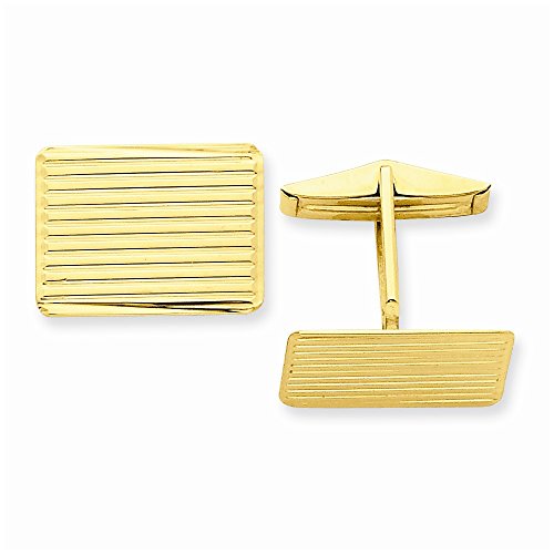 Mancuernillas para hombre de oro 14k con textura ranurada miniatura 1