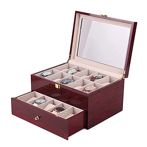 MYOYAY Watch Box,Glass Observation Top Case Organizer, Wooden Watches Case, 20 Slots Watch Case Storage Box with Removable Soft Cushions Collection Watch Boxes MYOYAY Watch Box,Glass Observation Top Case Organizer, Wooden Watches Case, 20 Slots Watch Case Storage Box with Removable Soft Cushions Collection Watch Boxes