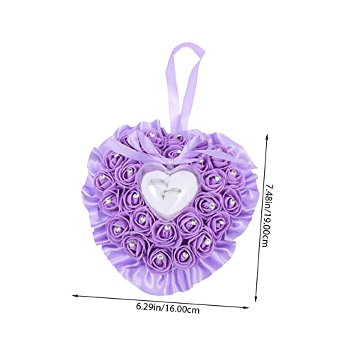 KOMBIUDA Wedding Ring Pillow Holder Portable Rose Flower Cushion for Wedding Ceremony Lightweight Ring Case for Engagement and Anniversaries Romantic Wedding Supplies