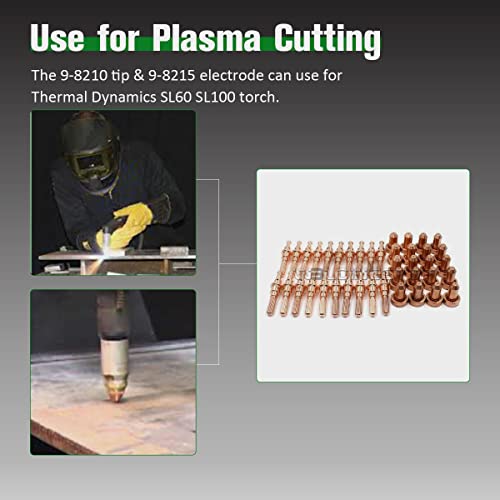 Image of 9-8215 Electrode 9-8210 Tip Nozzle for Thermal Dynamics SL60 SL100 Torch | Compatible with Thermal Dynamics Cutmaster 38 /52 /82 /102 /152 Plasma Cutter 60A Consumables 40Pcs