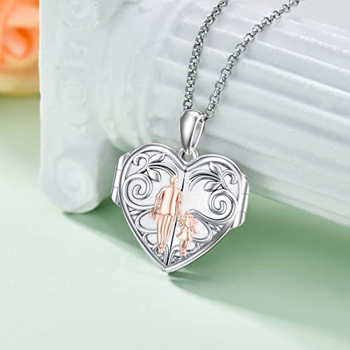 Proess Father Daughter Locket Necklace S925 Sterling Silver Daughter Gifts From Dad Mom I Love You Forever Daughter Locket Jewelry Gift(Father Daughter Locket) #TOP5