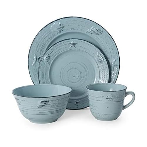 Image of Pfaltzgraff Trellis Coastal 16-Piece Dinnerware Set, teal