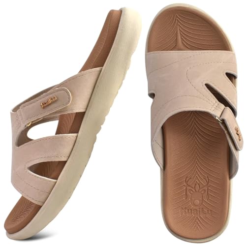Image of KuaiLu Womens Fashion Orthotic Slides Ladies Athletic Yoga Mat Memory Foam Walking Sandals Thick Cushion Recovery Summer Beach Slippers Comfortable Plantar Fasciitis Arch Support