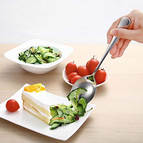 Serving Spoon Sets, Includes 2 Serving Spoons and 2 Slotted Serving Spoons, 8 3/4\" Stainless Steel Buffet Banquet Spoons, Modern Mirror Polished Tableware, Dishwasher Safe