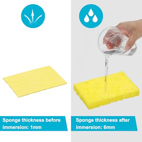 Image of uxcell Soldering Sponge 1.97 inch x 1.38 inch Rectangle Sponge Replacement Welding Soldering Iron Tip Cleaning Pads Soldering Iron Special High Temperature Sponge Yellow 15pcs