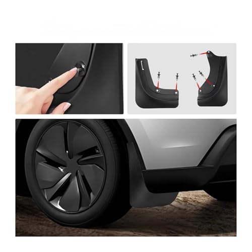 Guardabarros delantero y trasero para Tesla Model Y Juniper 2025 contra salpicaduras 4