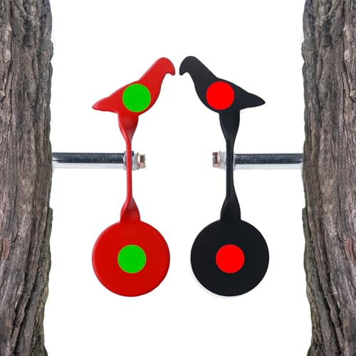 SuyuanArt Self-Healing Auto-Reset Steel Targets - Hunting & Shooting Spinning Targets for BB Guns/Air Rifles/Handguns/Slingshots,Metal Backyard Shooting Target,Red Black Bird Design ﻿