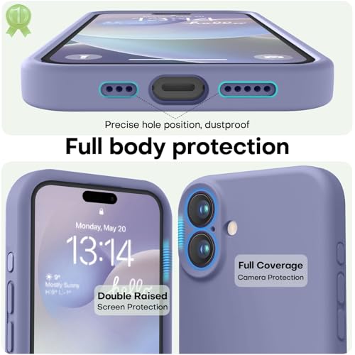 Image of LOVE 3000 Designed for iPhone 16 Case, Premium Silicone with [Soft Anti-Scratch Microfiber Lining] Shockproof Protective Phone Case for Men Women Girls 6.1 inch, Lavender Grey