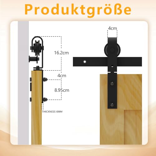 W&H 100M/3.3FT Schiebetür Komplettset Beschlag, Schwarz Schiebetürbeschlag für 2 Türen, Platzsparende Scheunentür Spur Set, Falttür Schiebetür Schiene (Ohne Tür)