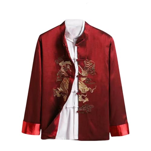 Abrigo Tang para hombre con dragón bordado de estilo étnico chino tradicional