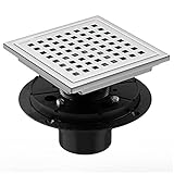 Shower Drain, ZEKOO 6 Inch Square Shower Drain with Flange CUPC Certified( Brushed Nickel), 304 Stainless Steel Shower Floor Drain with Grate Removable, Drain Shower