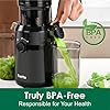 Fretta Cold Press Juicer Machines with 4.25" Large Feed Chute,Fit Whole Fruits & Vegetables Easy Clean Self Feeding,High Juice Yield,Tritan PCTG BPA-Free(Black)