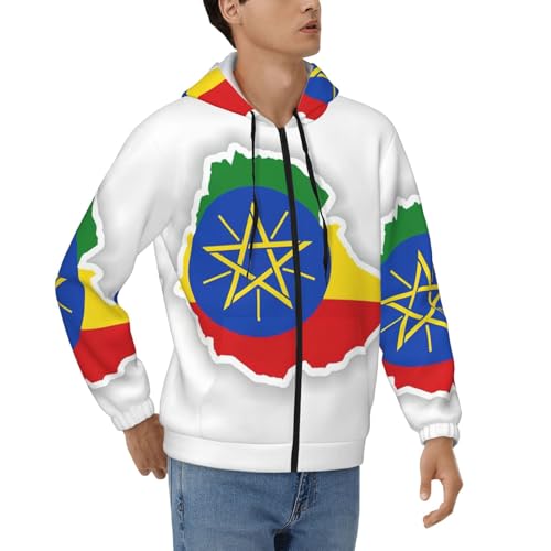 Sweat à capuche Éthiopie EdWal zippé pour homme au style décontracté