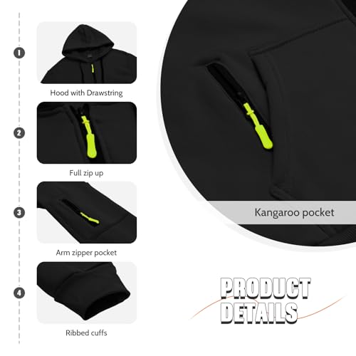 MANTORS Mens Fleece Jackets Contrast Hoodies Lightweight Sweatshirt Color Block Jacket Coats — view 4
