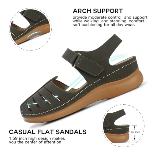 Image of SHIBEVER Women Comfortable Flat Sandals: Closed Toe Dressy Summer Sandal | Fisherman Comfortable for 8+ Hours Walking - No Ankle Rubs for All-day Commutes Lightweight Casual Outdoor Shoes