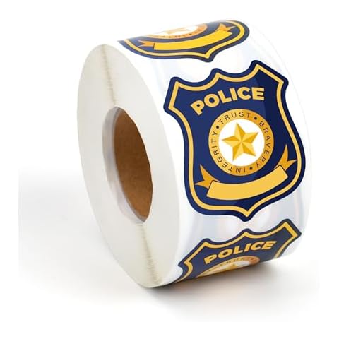 INKNOTE 600Pcs Police stickers Police badge stickers for kids Police badge stickers Police badge name tag sticker for Kids Police Birthday Party Supplies Theme Stickers for Kids 2.36 x 1.97inch (blue) Cover