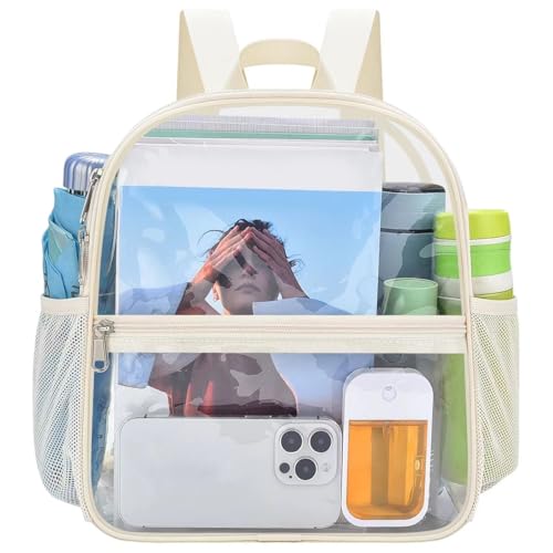 Image of Oraben Clear Backpack Stadium Approved, Celar Bag 12 x 6 x 11 in, Small Transparent Backpack for Concerts, Sports Events, Festivals, Travel, Waterproof, Adjustable Straps