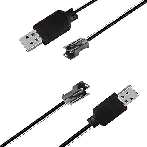 [2-Pack] Bubble Gun Battery Charger, 3.7V Batter y Charger for Bunch O Bubbles, Bazooka Bubble Guns, Jet Ball Gun USB Li-ion Battery Chargers, 3.7v USB Charger Cable with sm-2p Plug Connector