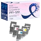 BIVOL PFI-120 PFI120 Ink Cartridges Compatible for Canon imagePROGRAF TM250 TM250M TM300M TM300T TM305T TM350 TM350M Printers, with Chip, High Yield 7000 Pages (1 Set)