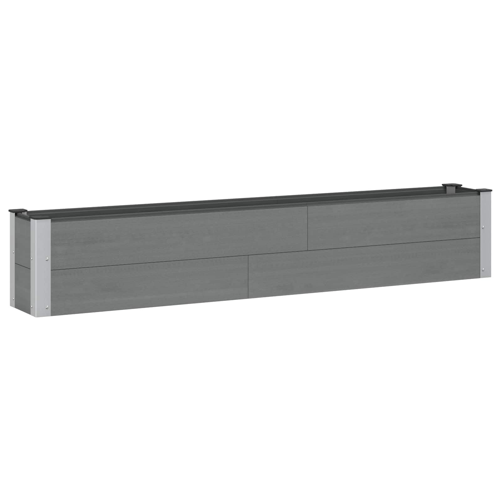 Podwyższona grządka WPC z aluminiową ramą, 200 x 30 x 36 cm, odporna na warunki atmosferyczne, mróz, otwarte podłoże, idealna do ogrodu, na taras i balkon, uniwersalna donica na zioła