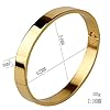 harayaa Men' Bangle Bracelet, 8mm Stainless Steel Bangle with Hidden Snap Clasp, Polished Finish Cuff Metal Men' Bracelet Jewelry For Adult present (Golden) #1