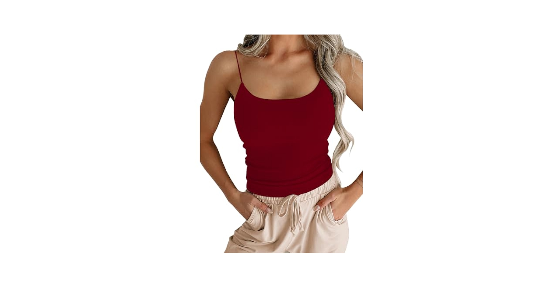 zhaistar Women's Ribbed Spaghetti Strap Tank Tops Sexy Cami