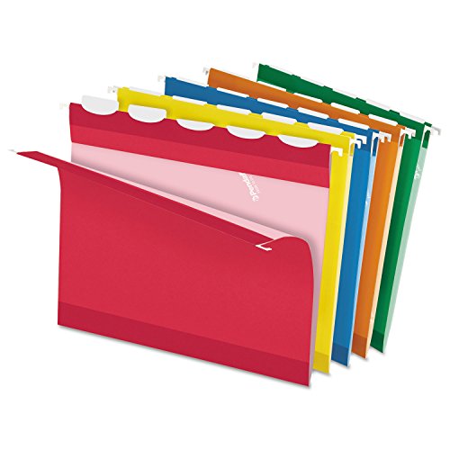 Pendaflex Ready-Tab Reinforced Hanging Folders, Letter Size, Assorted Colors, 5 Tab, 25/BX (42592)