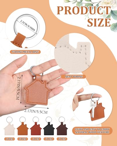 Image of Home Keychain Bulk PU House Shaped Keychain New Home House Warming Gifts for Real Estate Family