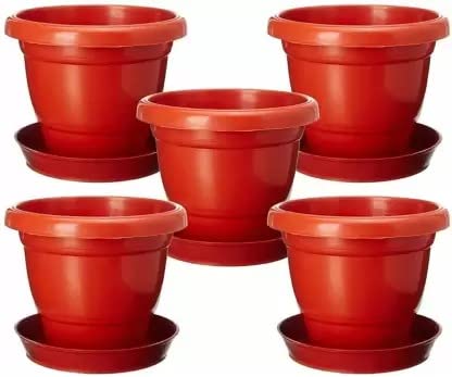 Squidgo Plastic Planters Plant Container Set Gamla Pot for Garden, Terrace and Balcony Flowering (Pack of 5 10 Inch) (B0BDRWHWN7) Amazon Price History, Amazon Price Tracker