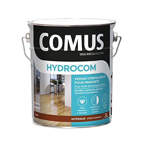 Hydrocom Satin - Incolore 3L - Vitrificateur Polyuréthane Acrylique MONO-composant pour Parquets, Escaliers et Boiseries